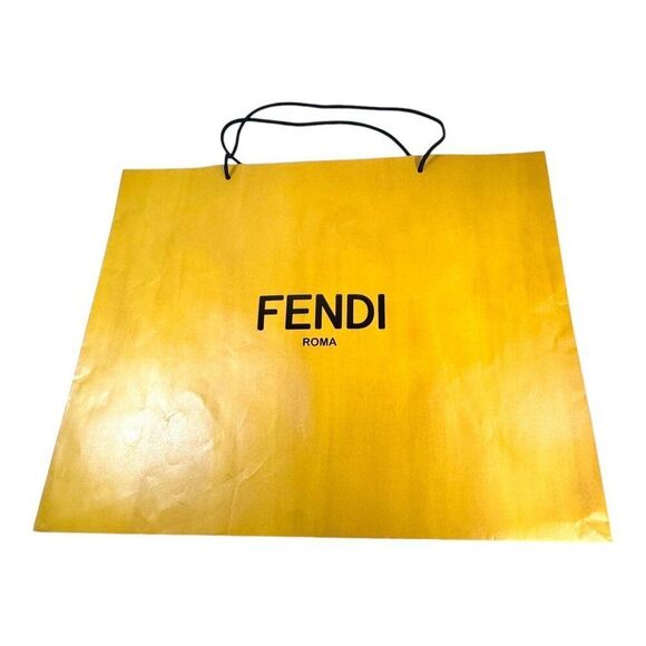 Fendi Yellow Shopping Bag w/ Handles 24” Extra Large Shoes Purse Gift Storage - Picture 1 of 5